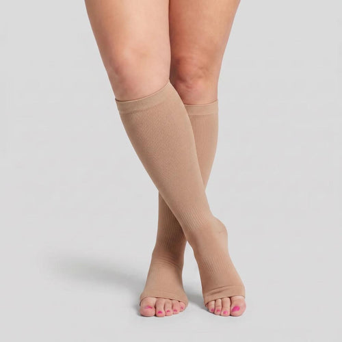 Chaussettes de compression Douces Sans Orteils Beiges