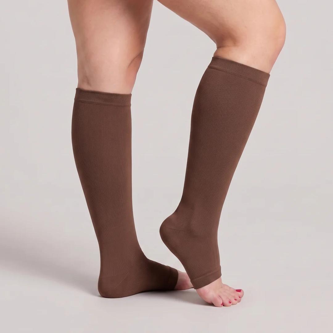 Chaussettes de compression Douces Sans Orteils Marron