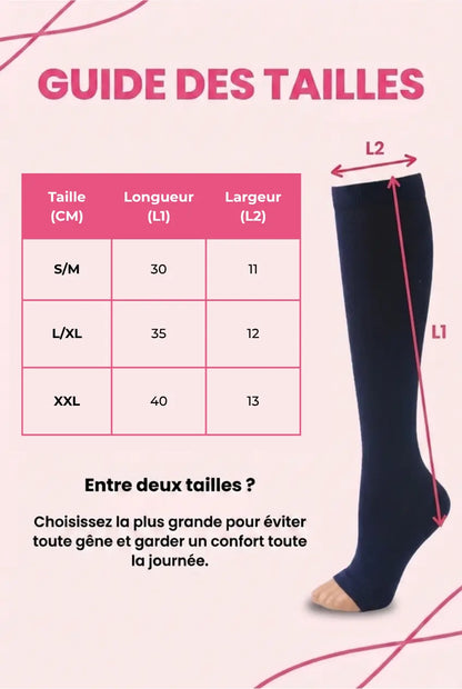 Chaussettes de compression Douces Sans Orteils Beiges